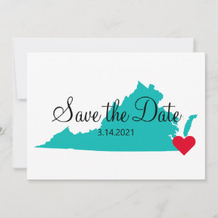 Turquoise Teal Watercolor Virginia Destination Save The Date