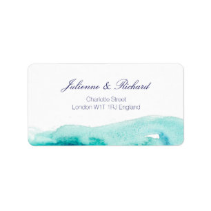 Turquoise Teal Watercolor Wedding Address Labels