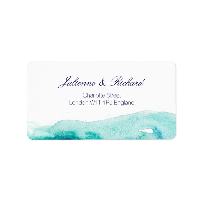 Turquoise Teal Watercolor Wedding  Address Labels (Front)