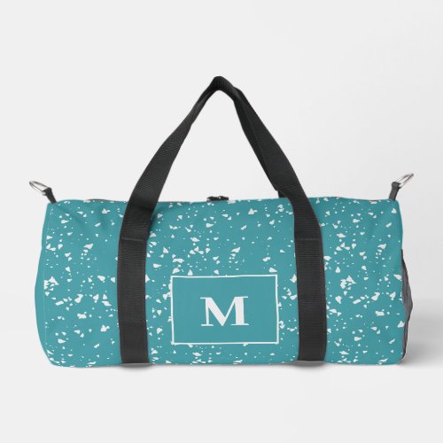 Turquoise Terrazzo Custom Monogram Duffle Bag