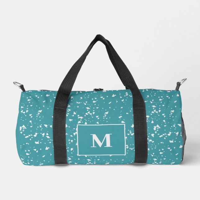 Turquoise Terrazzo Custom Monogram Duffle Bag (Front)