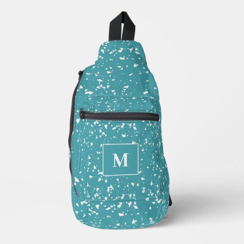 Turquoise Terrazzo Custom Monogram Sling Bag