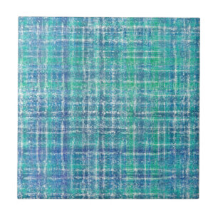 Turquoise textured check ceramic tile