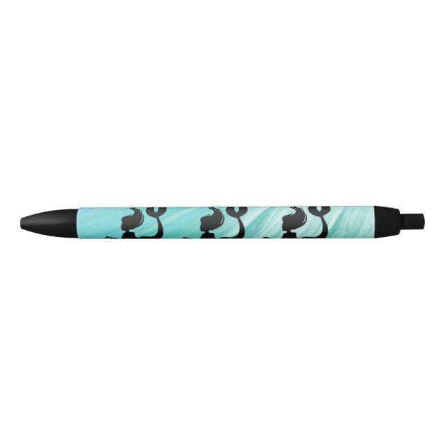 Turquoise Textured Mermaid Silhouette Pen (Front)
