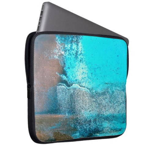 Turquoise Textured Paint and Rust Abstract Laptop Sleeve