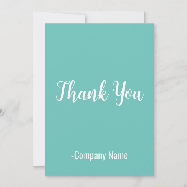 Turquoise Thank You Simple Card (Front)