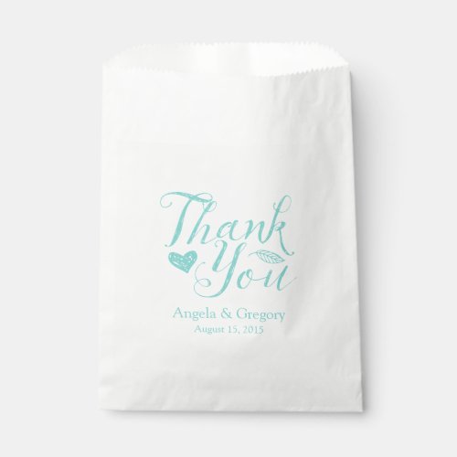 Turquoise Thank You Wedding Favor Bag