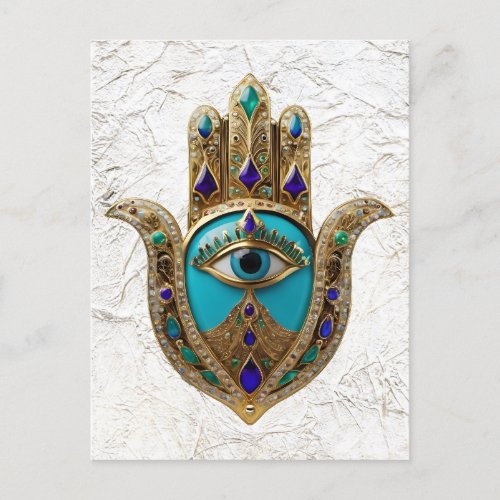 Turquoise Third Eye Hamsa Postcard