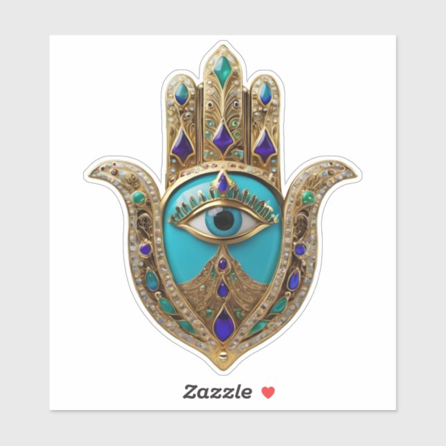 Turquoise Third Eye Hamsa Sticker (Sheet)