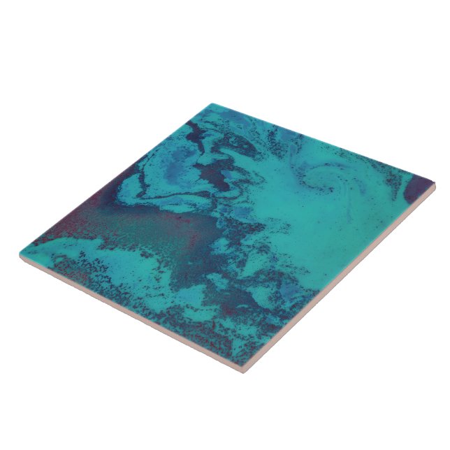 Turquoise Tidal Abyss Decorative Ceramic Tile (Side)