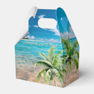 Turquoise Tides Tropical Palm Tree Beach Wedding  Favor Boxes