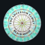 Turquoise Tie Dye Beach House Family Name Dart Board<br><div class="desc">Turquoise Tie Dye Beach House Family Name</div>