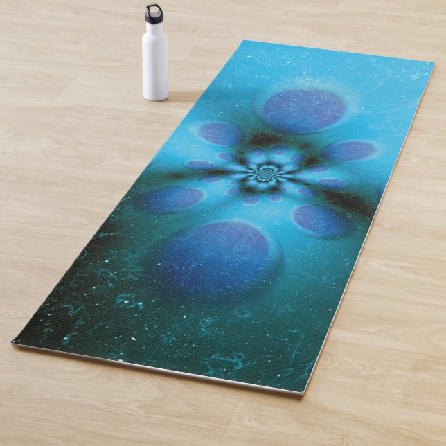 Turquoise Tie Dye Christian Cross Yoga Mat (In Situ)