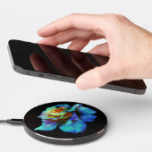 Turquoise Tie Dyed Rose Wireless Charger (Hand)