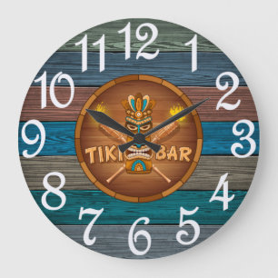 Turquoise Tiki Bar Large Clock