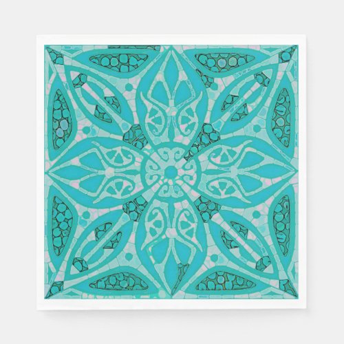 Turquoise Tile Luncheon Paper Napkins