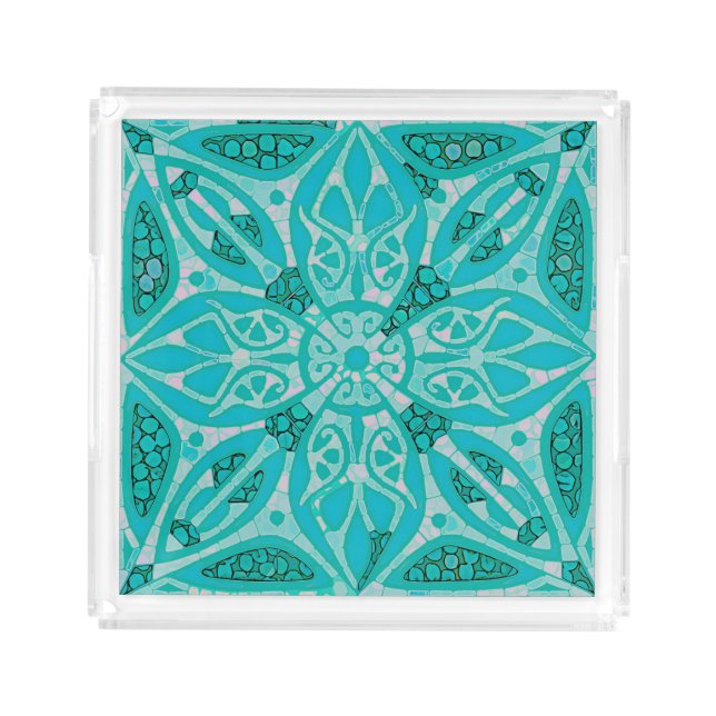 Turquoise Tile Small Square Tray (Front)
