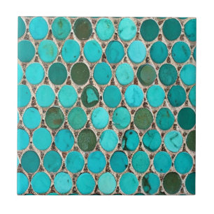 Turquoise tiles oval mosaic