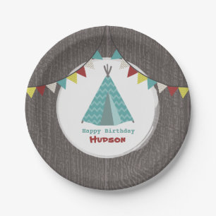 Turquoise Tipi Birthday Paper Plates