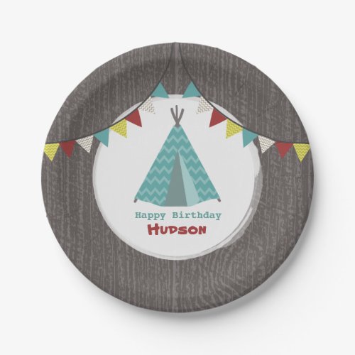 Turquoise Tipi Birthday Paper Plates