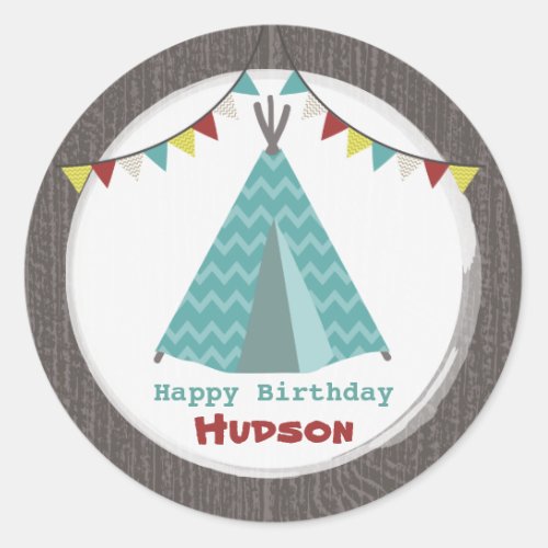 Turquoise Tipi Birthday Sticker