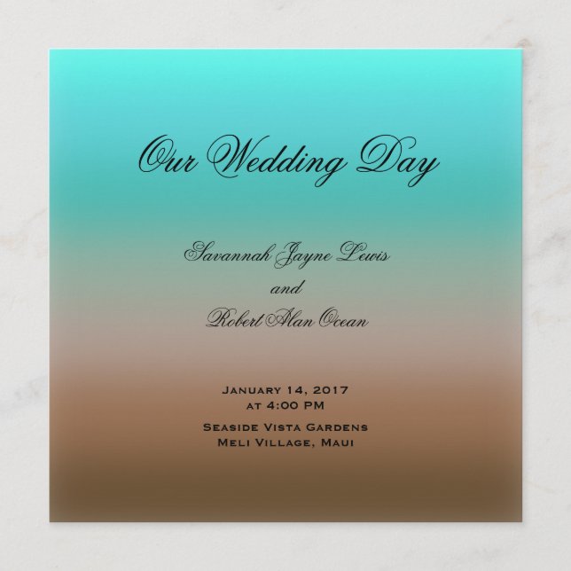 Turquoise to Brown Tropical Wedding Program (Front)