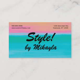 Turquoise to Peach Gradient Beauty Style Nails Business Card