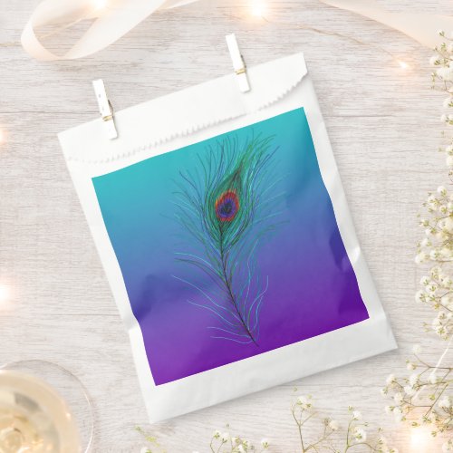 Turquoise to Purple Peacock Feather Favor Bag