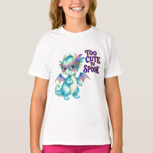 Turquoise Too Cute to Spook Halloween Dragon Kids  T-Shirt