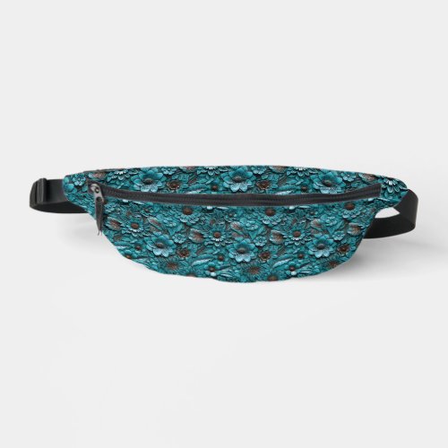 Turquoise Tooled Leather Floral Fanny Pack