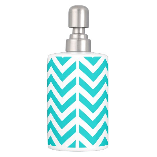 Turquoise Toothbrush Holder and Soap Dispenser Set (Back)