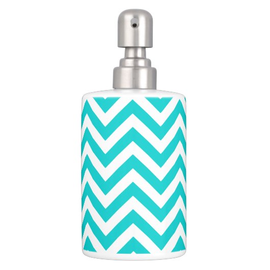 Turquoise Toothbrush Holder and Soap Dispenser Set (Front)