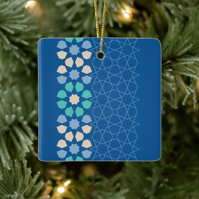 Turquoise Tranquility Rhythm Ceramic Ornament (Tree)