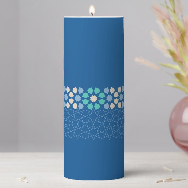 Turquoise Tranquility Rhythm Pillar Candle (In Situ)