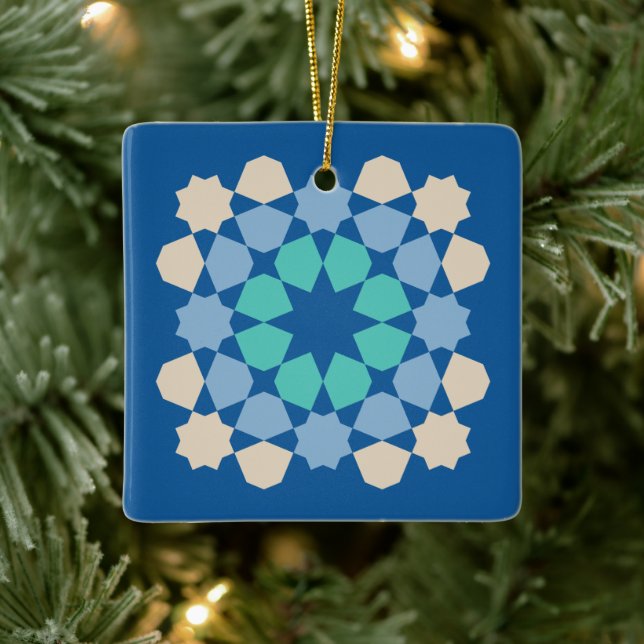 Turquoise Tranquility Tile Ceramic Ornament (Tree)