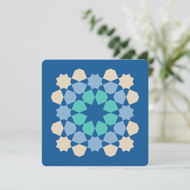 Turquoise Tranquility Tile (customizable) Note Card (Standing Front)