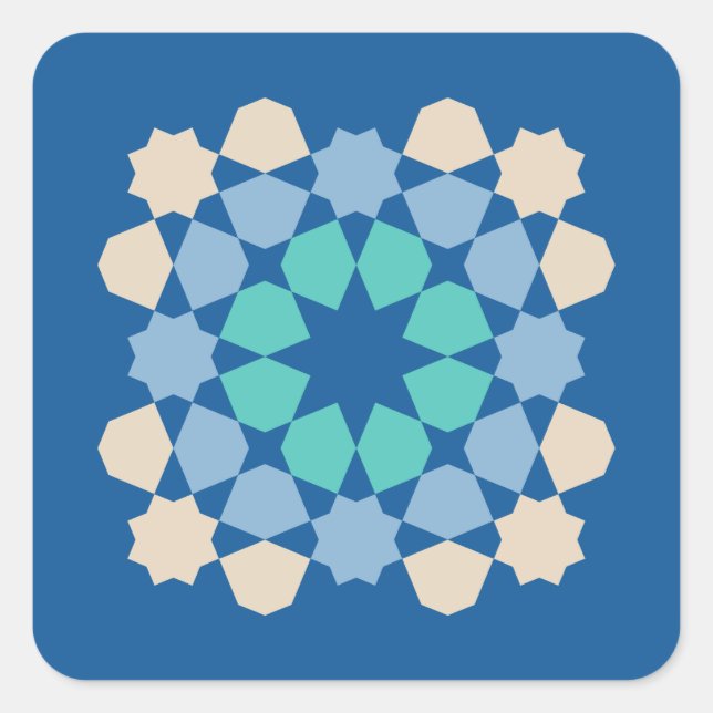 Turquoise Tranquility Tile Square Sticker (Front)