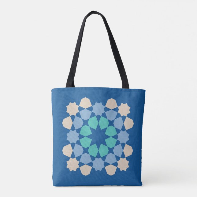 Turquoise Tranquility Tile Tote Bag (Back)