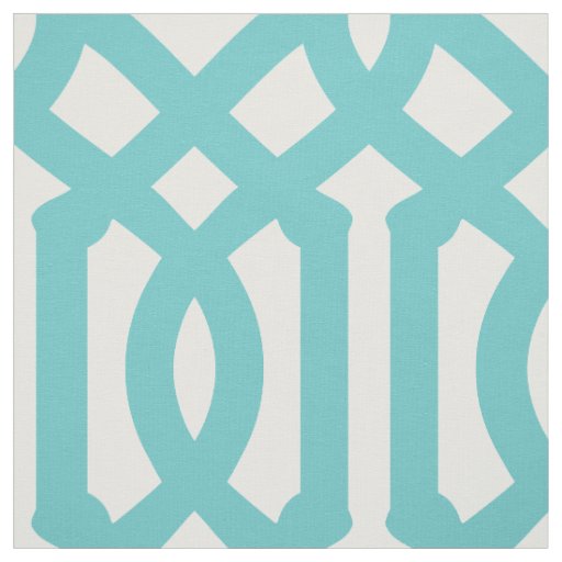 Turquoise Trellis Large Scale Fabric