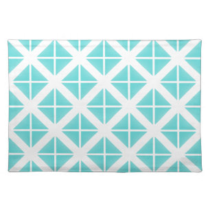 Turquoise Trendy Triangle Pattern Cloth Placemat