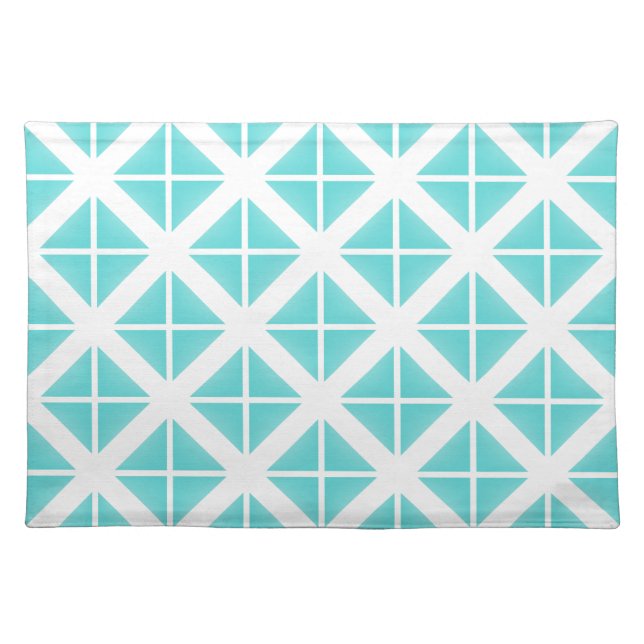 Turquoise Trendy Triangle Pattern Cloth Placemat (Front)