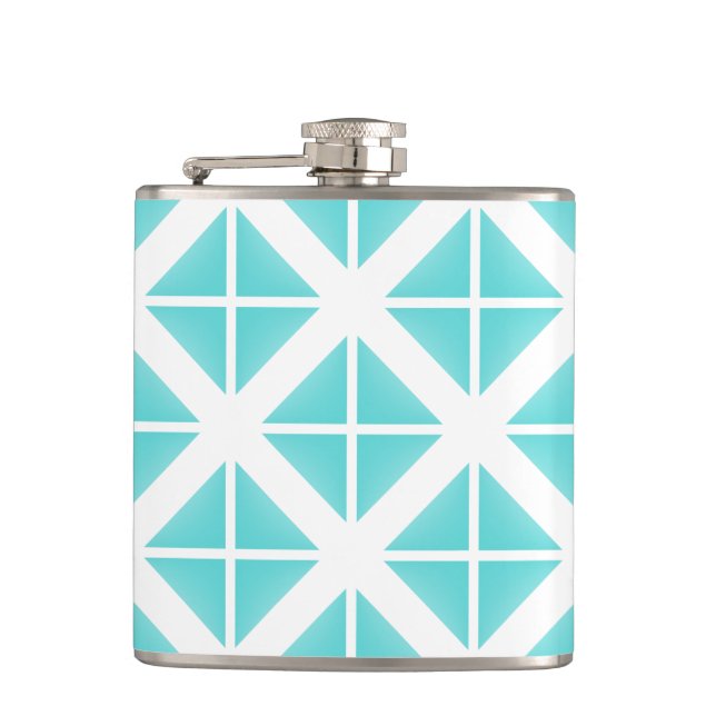 Turquoise Trendy Triangle Pattern Flask (Front)