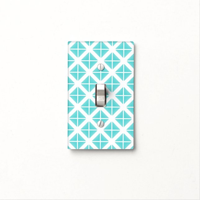 Turquoise Trendy Triangle Pattern Light Switch Cover (In Situ)