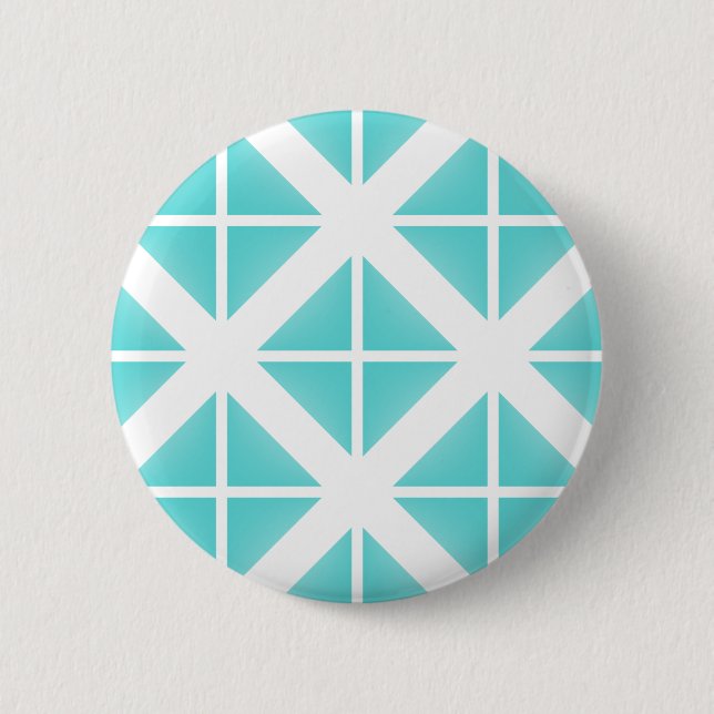 Turquoise Trendy Triangle Pattern Pinback Button (Front)