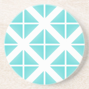 Turquoise Trendy Triangle Pattern Sandstone Coaster