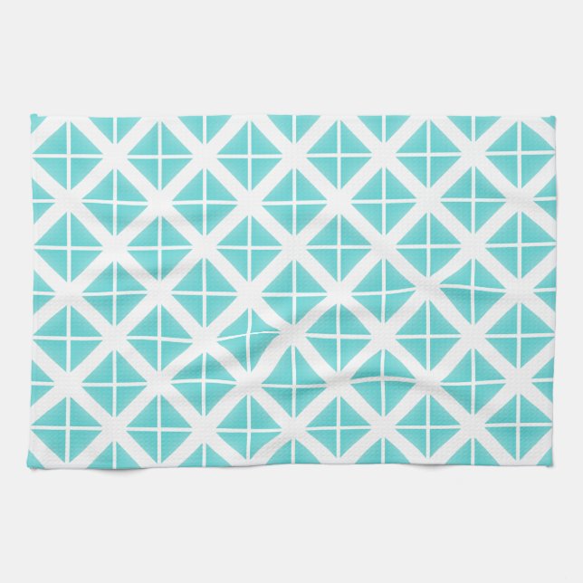 Turquoise Trendy Triangle Pattern Towel (Horizontal)