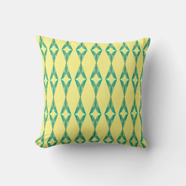 Turquoise Triangels Geometric Pattern Yellow 2 Throw Pillow (Front)