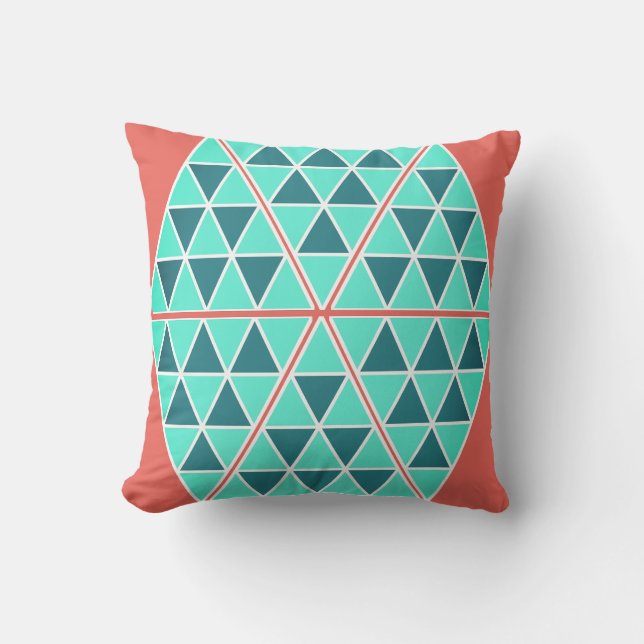 Turquoise Triangles / Pyramids Throw Pillow (Front)