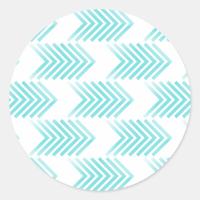 Turquoise Tribal Arrow Pattern Classic Round Sticker (Front)