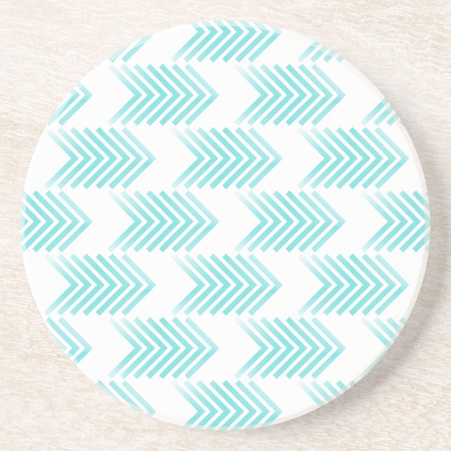 Turquoise Tribal Arrow Pattern Sandstone Coaster (Front)